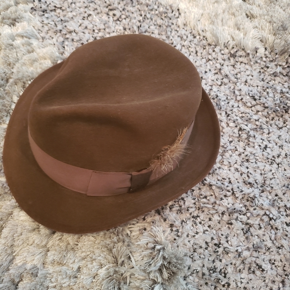 Vintage CHURCHILL LTD COWBOY HAT Brown Feather